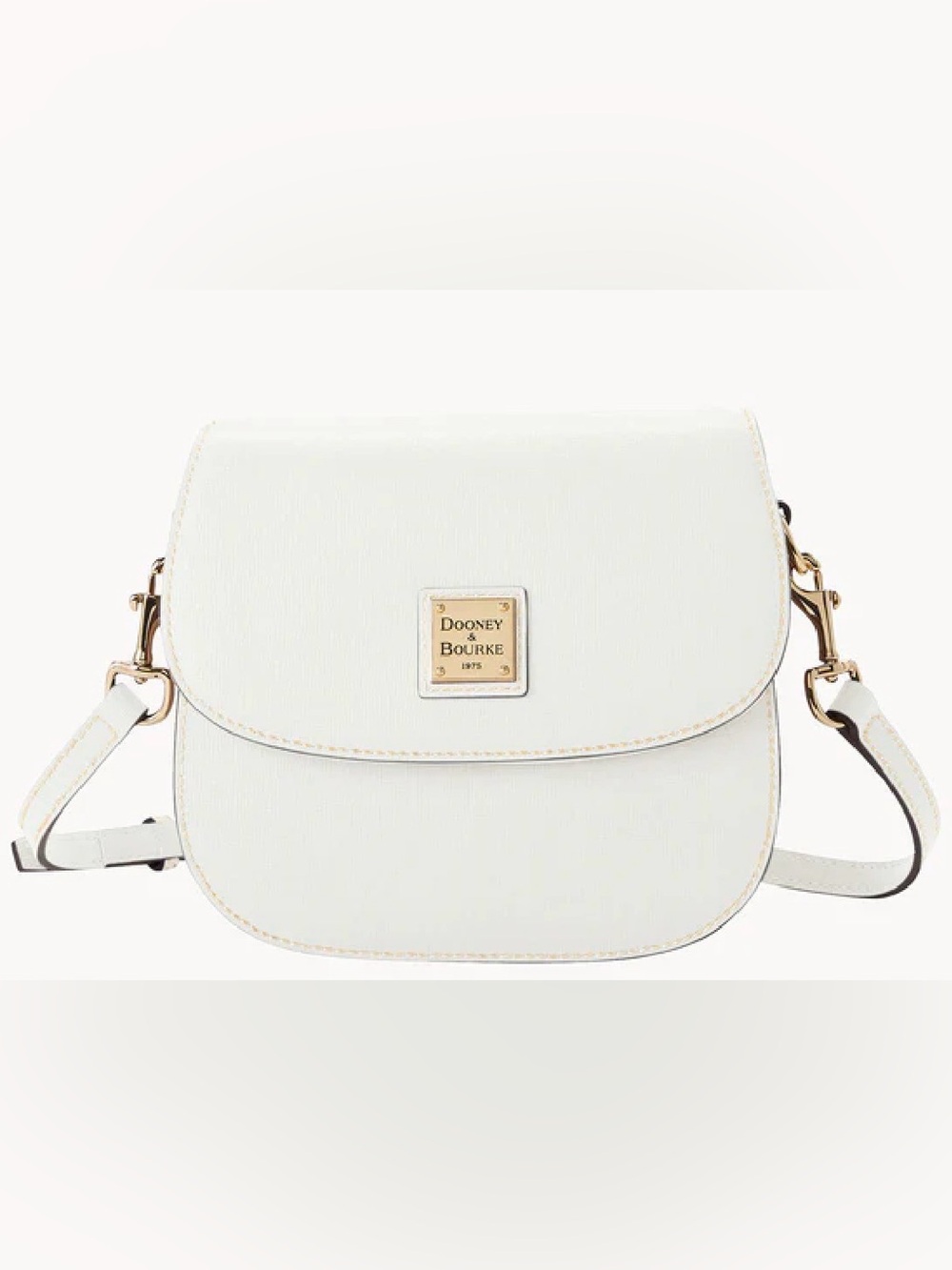 Dooney & Bourke White Crossbody Saddle Bag with Gold Plaque NWT